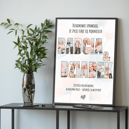BABCIA & DZIADEK - plakat, spersonalizowany prezent dla dziadków - Adamell.pl