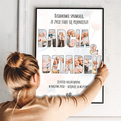 BABCIA & DZIADEK - plakat, spersonalizowany prezent dla dziadków - Adamell.pl