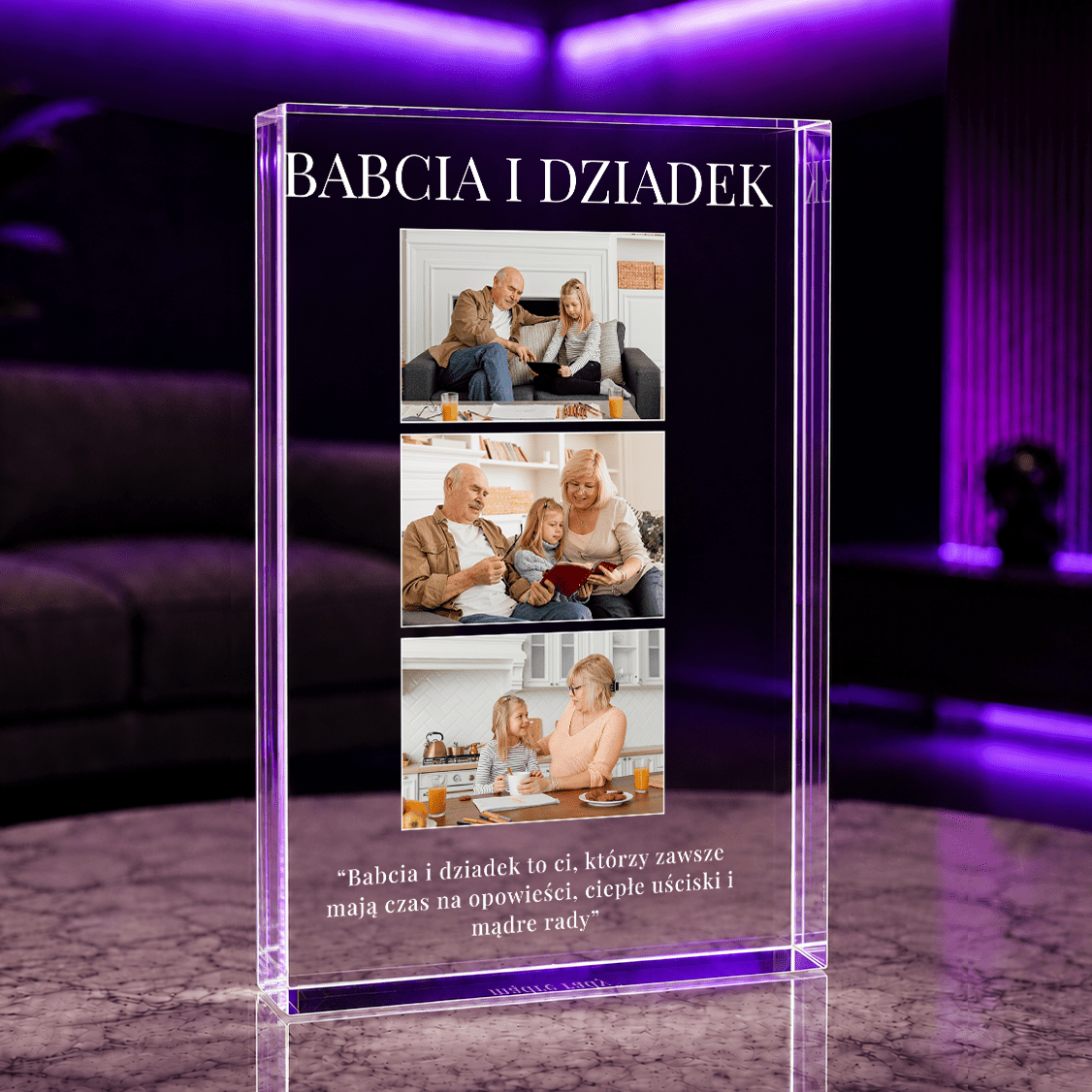 Babcia i dziadek 3 zdjęcia - Druk na szkle, spersonalizowany prezent dla dziadków - Adamell.pl