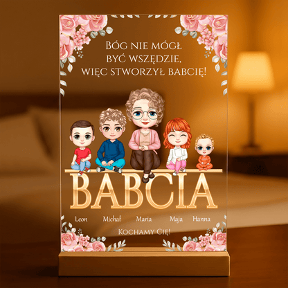 Babcia i wnuki Clipart - Druk na szkle, spersonalizowany prezent dla babci - Adamell.pl