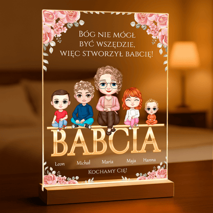 Babcia i wnuki Clipart - Druk na szkle, spersonalizowany prezent dla babci - Adamell.pl