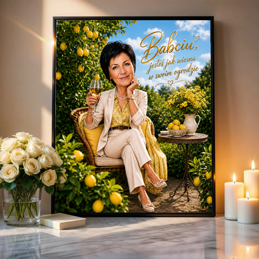 Babcia jak wiosna Ilustracja - plakat, spersonalizowany prezent dla babci - Adamell.pl