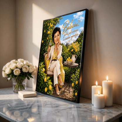 Babcia jak wiosna Ilustracja - plakat, spersonalizowany prezent dla babci - Adamell.pl