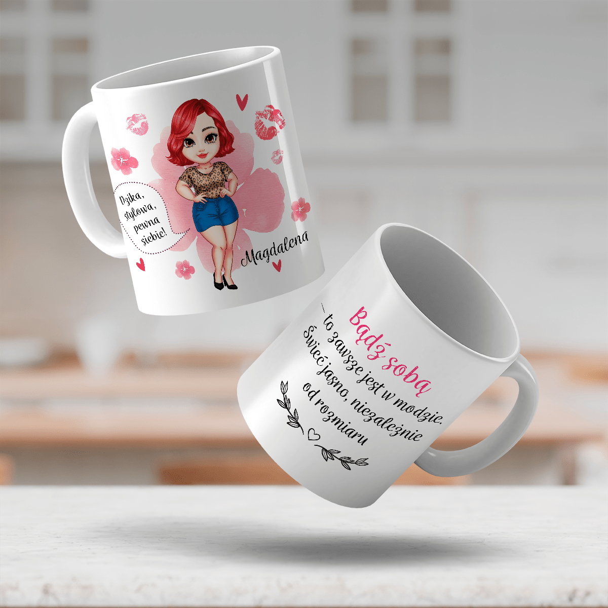 Bądź sobą Clipart - 1x Kubek z nadrukiem, spersonalizowany prezent dla niej - Adamell.pl