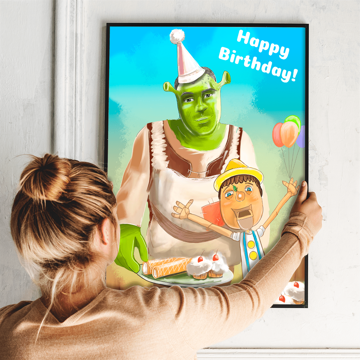 Bajkowe urodziny ilustracja - plakat, spersonalizowany prezent na urodziny - Adamell.pl