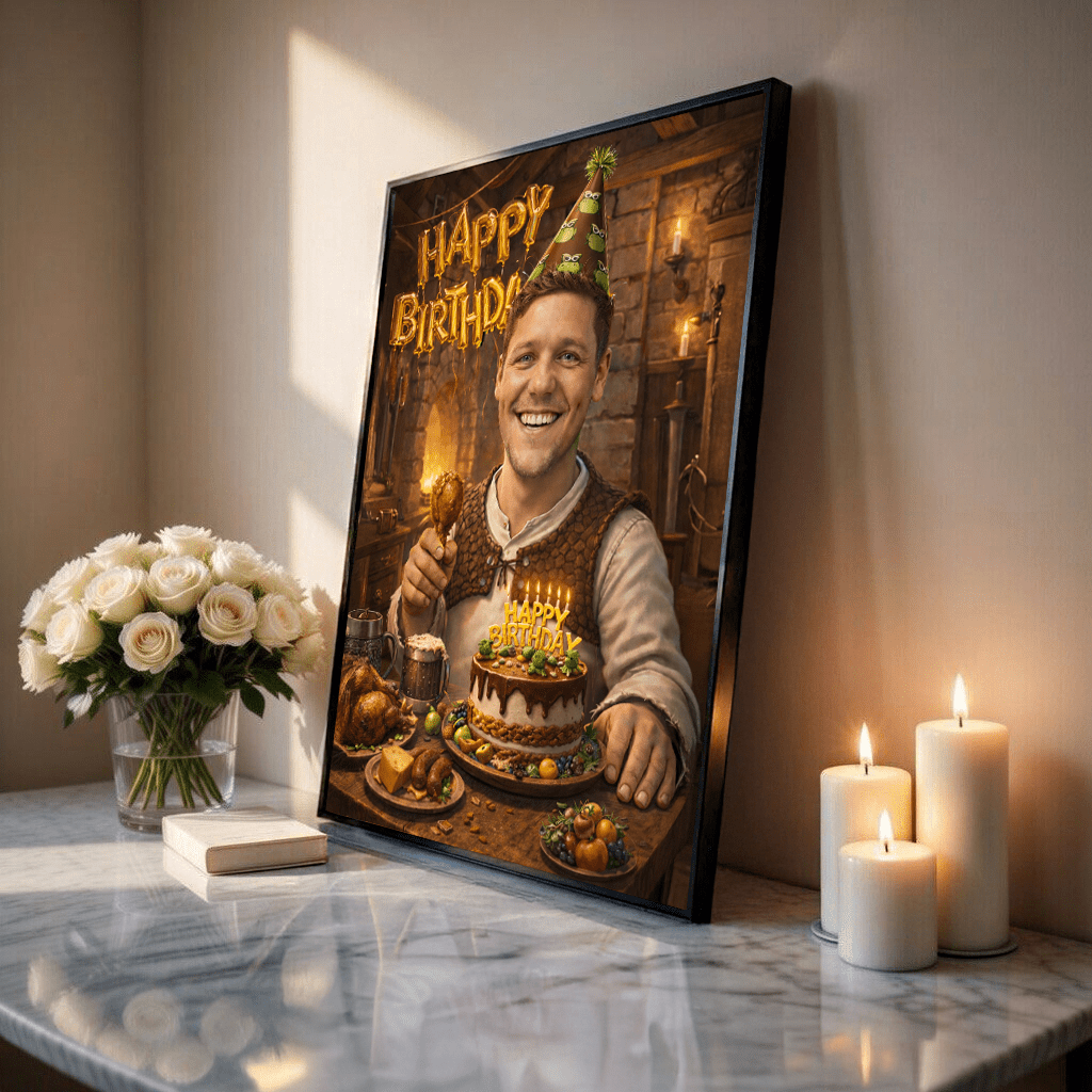 Bajkowe urodziny ilustracja - plakat, spersonalizowany prezent na urodziny - Adamell.pl