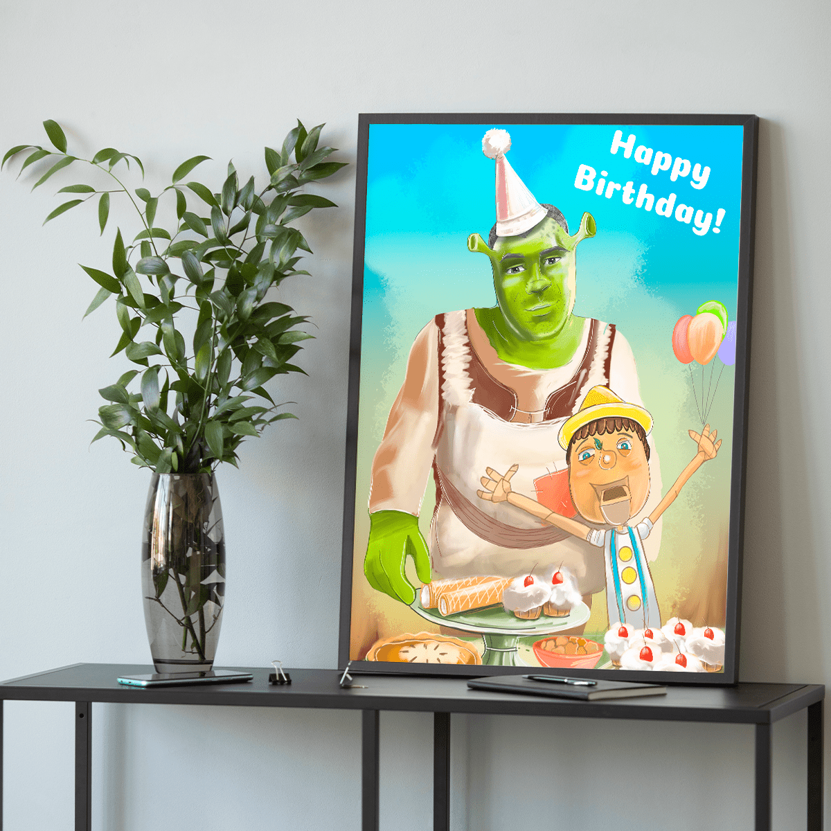 Bajkowe urodziny ilustracja - plakat, spersonalizowany prezent na urodziny - Adamell.pl