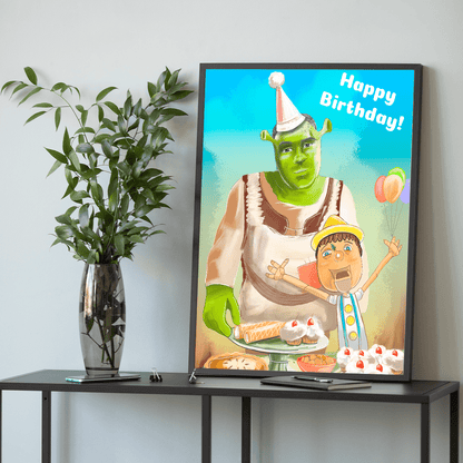 Bajkowe urodziny ilustracja - plakat, spersonalizowany prezent na urodziny - Adamell.pl