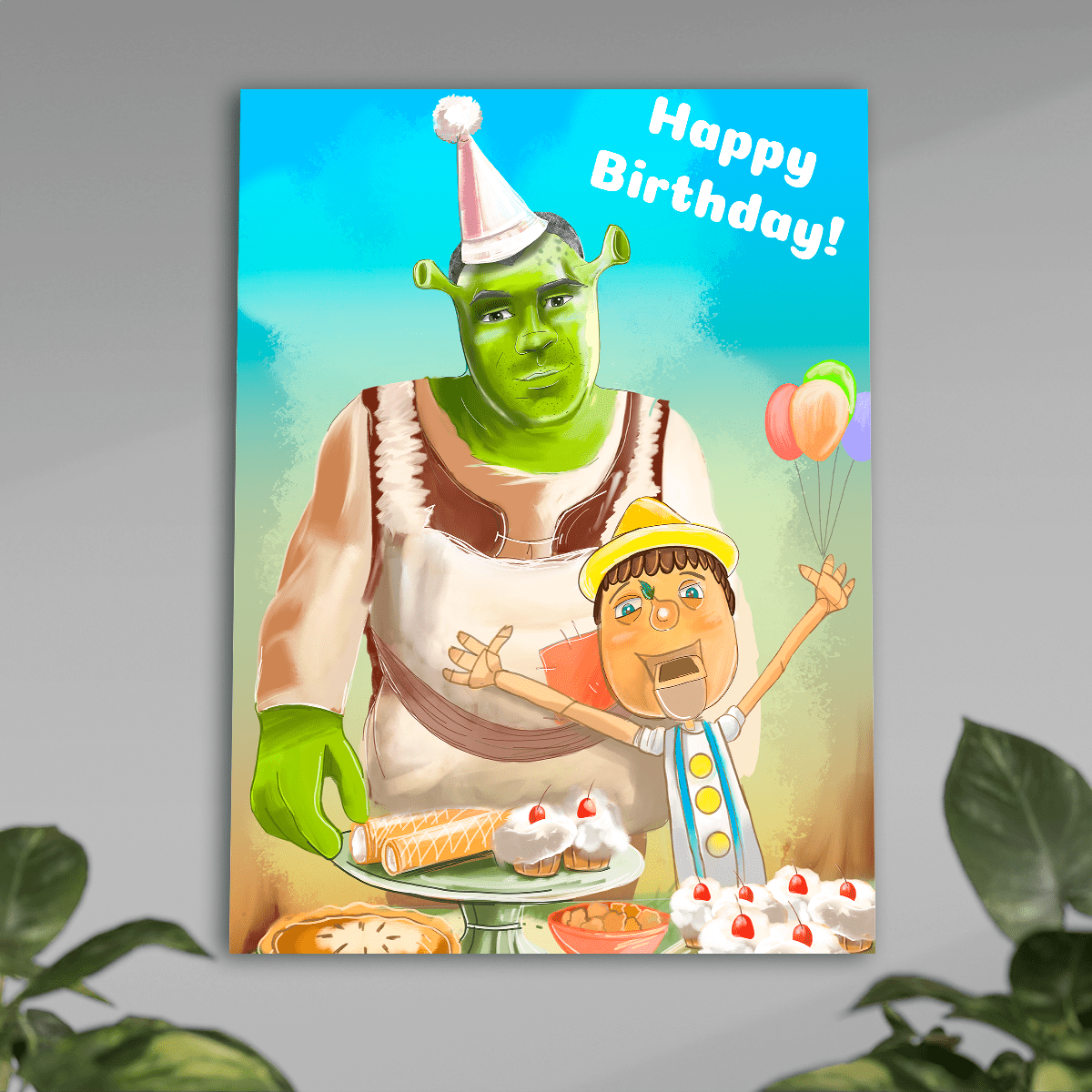 Bajkowe urodziny ilustracja - plakat, spersonalizowany prezent na urodziny - Adamell.pl