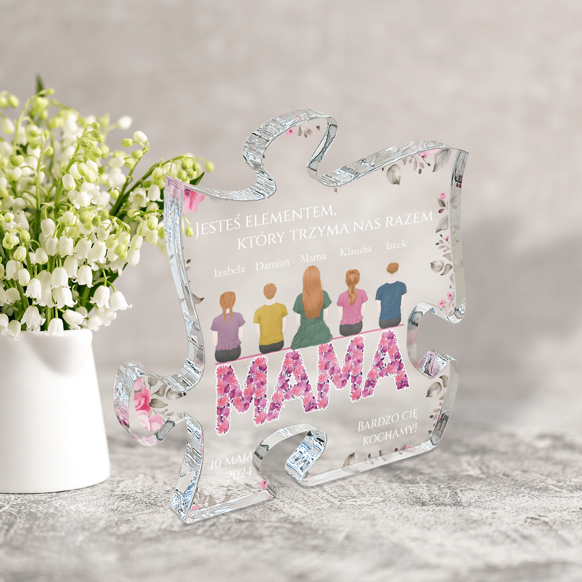 Bardzo Cię kochamy! - Druk na szkle - puzzel, spersonalizowany prezent dla mamy - Adamell.pl