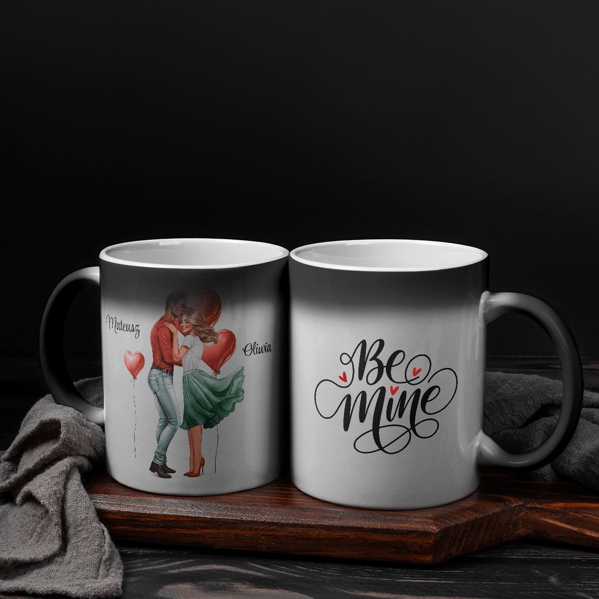 Be mine Clipart - 1x Kubek magiczny z nadrukiem, spersonalizowany prezent dla niej - Adamell.pl