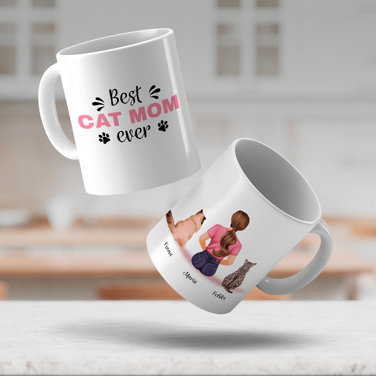 Best cat mom - 1x Kubek z nadrukiem, spersonalizowany prezent dla miłośnika kotów - Adamell.pl