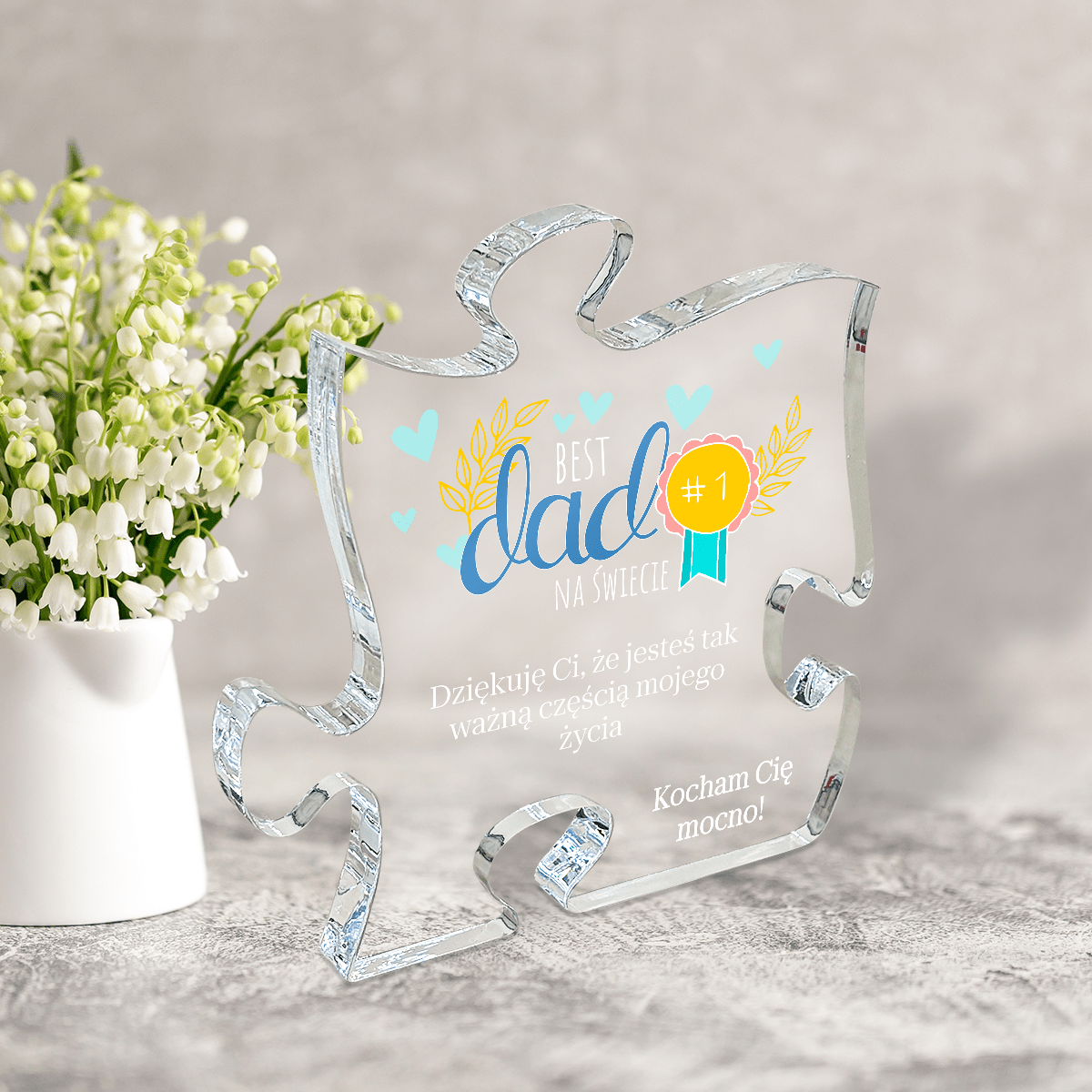 Best dad - Druk na szkle - puzzel, spersonalizowany prezent dla taty - Adamell.pl