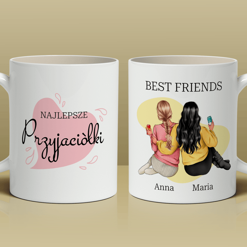Best Friends grafika + imiona - 1x Kubek z nadrukiem, spersonalizowany prezent dla przyjaciółki - Adamell.pl