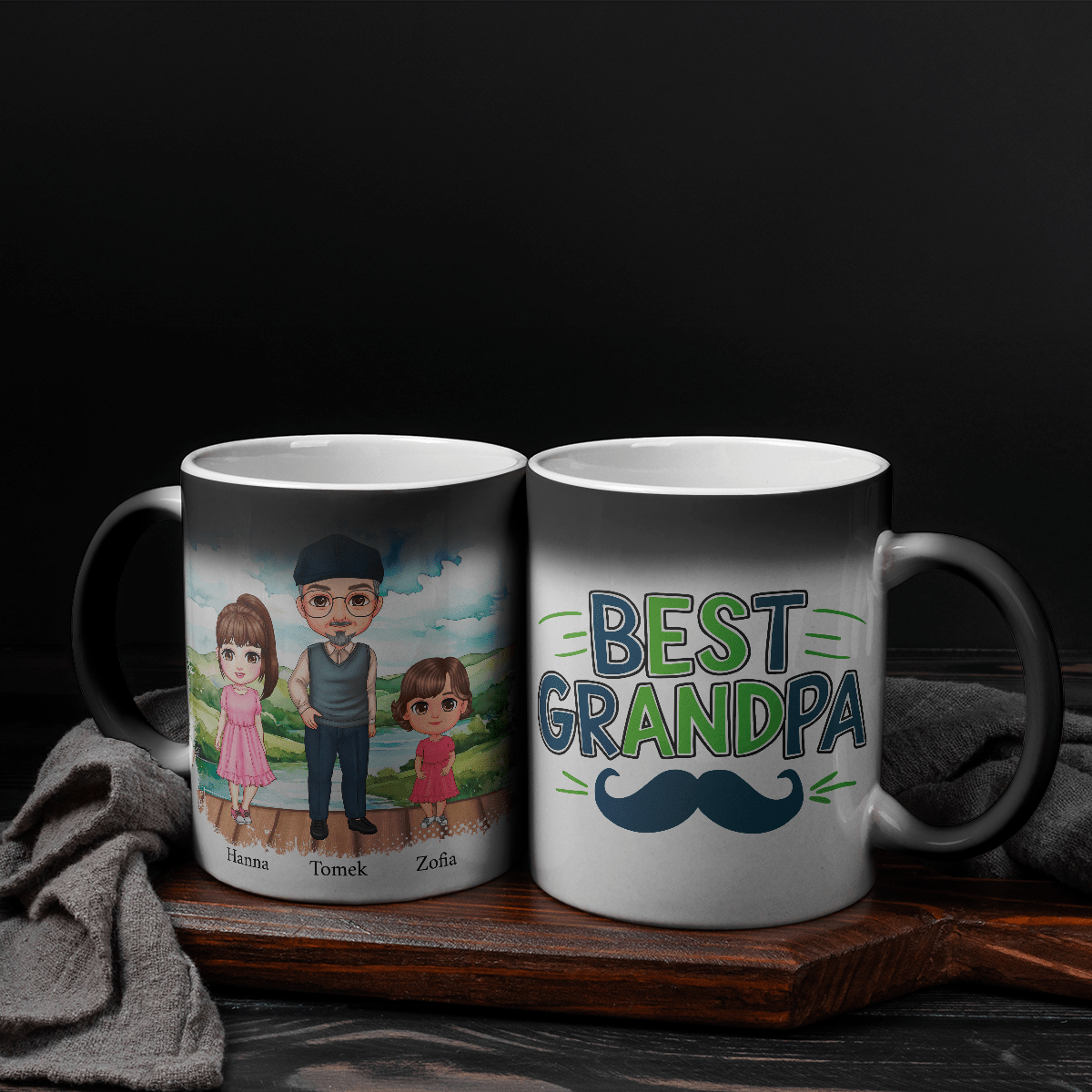 Best Grandpa - 1x Kubek magiczny z nadrukiem, spersonalizowany prezent dla dziadka - Adamell.pl