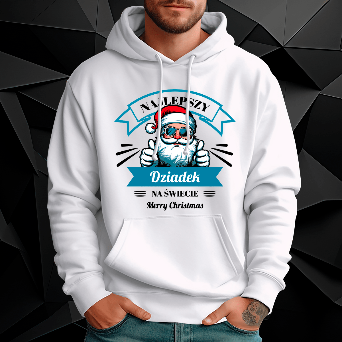 Bluza + breloczek + kubek WESOŁYCH ŚWIĄT, DZIADKU - zestaw prezentowy 3 w 1, spersonalizowany prezent dla dziadka - Adamell.pl