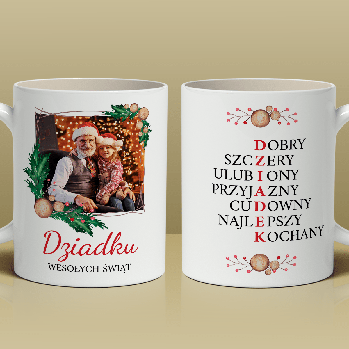 Bluza + breloczek + kubek WESOŁYCH ŚWIĄT, DZIADKU - zestaw prezentowy 3 w 1, spersonalizowany prezent dla dziadka - Adamell.pl