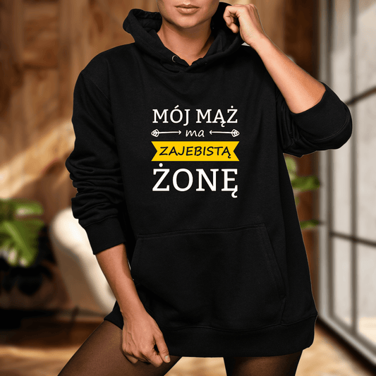 Bluza damska z nadrukiem ZAJEBISTA ŻONA - prezent dla żony - Adamell.pl