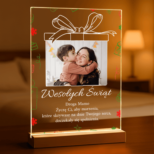Bożonarodzeniowe życzenia - Druk na szkle, spersonalizowany prezent dla mamy - Adamell.pl