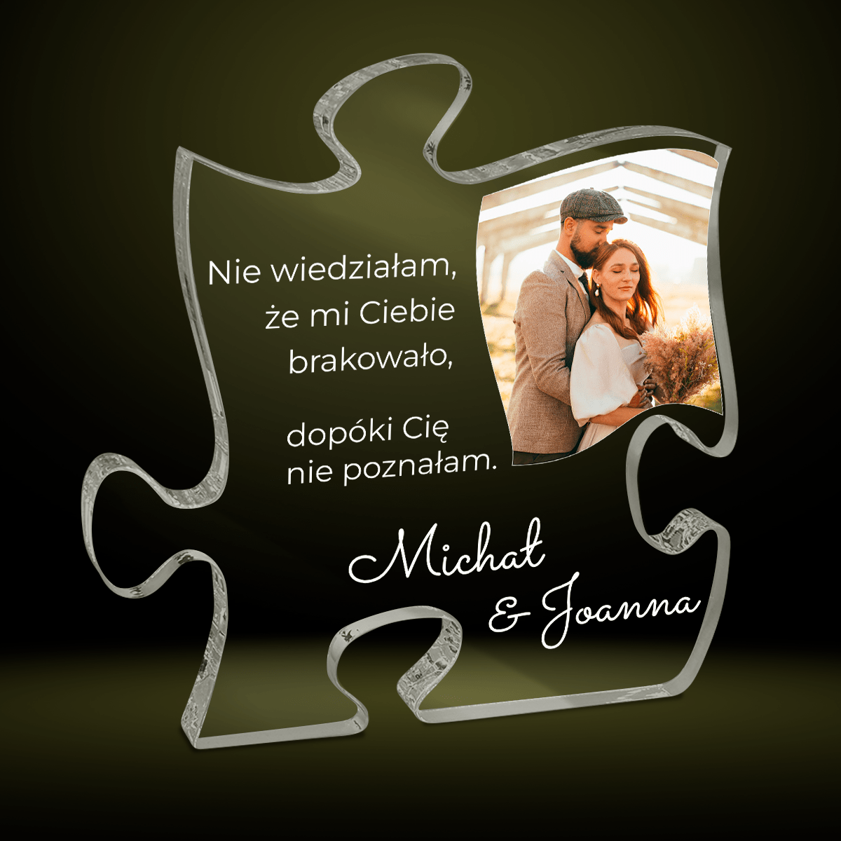 Brakowało mi Ciebie - Druk na szkle - puzzel, spersonalizowany prezent dla niego - Adamell.pl
