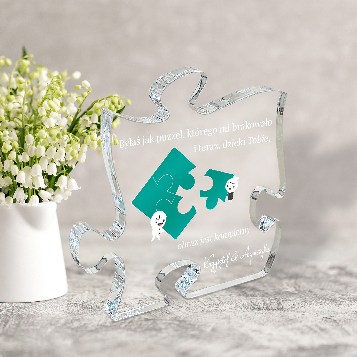 Brakujący puzzel - Druk na szkle - puzzel, spersonalizowany prezent dla niej - Adamell.pl