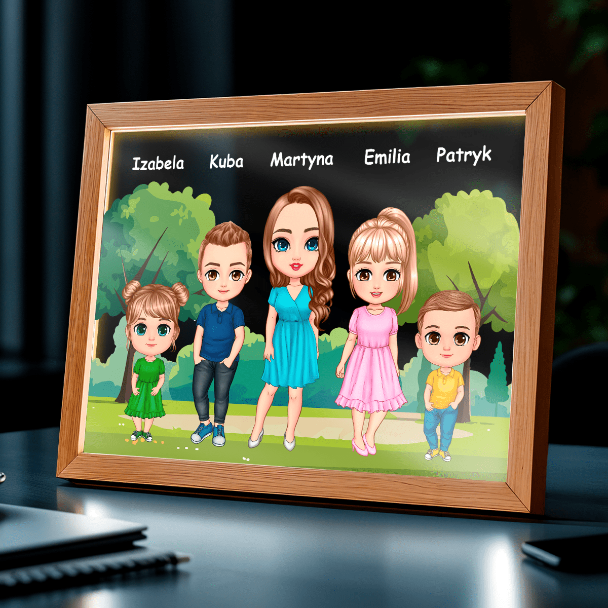 Cała rodzina Clipart - Druk na szkle, spersonalizowany prezent dla mamy - Adamell.pl