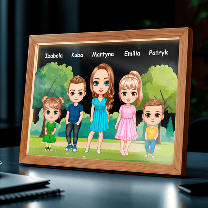 Cała rodzina Clipart - Druk na szkle, spersonalizowany prezent dla mamy - Adamell.pl