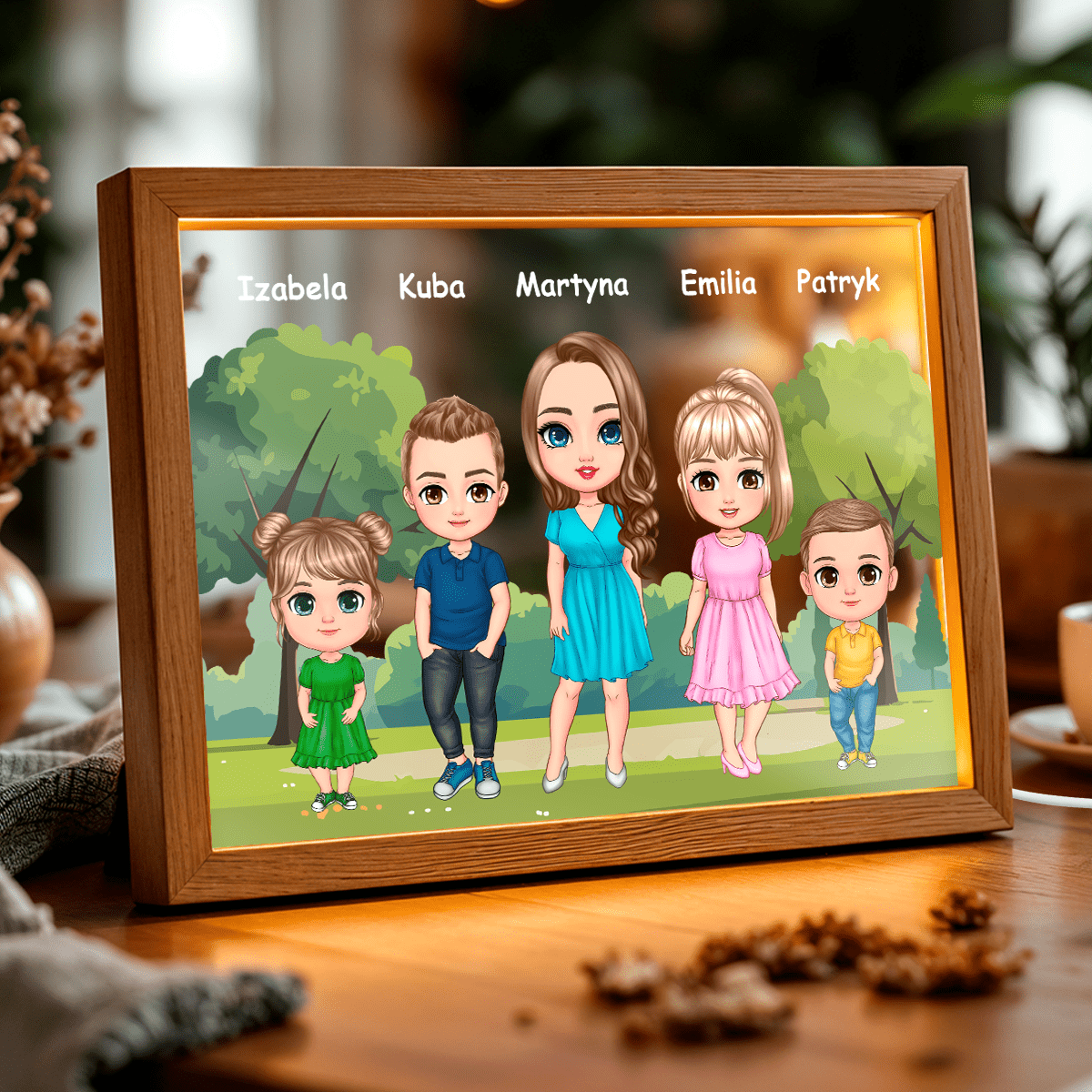 Cała rodzina Clipart - Druk na szkle, spersonalizowany prezent dla mamy - Adamell.pl