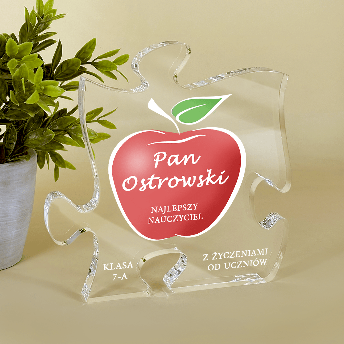 Ciepłe życzenia od uczniów - Druk na szkle - puzzel, spersonalizowany prezent dla nauczyciela - Adamell.pl