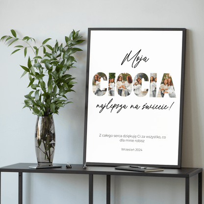 Ciocia najlepsza na świecie kolaż - plakat, spersonalizowany prezent dla cioci - Adamell.pl