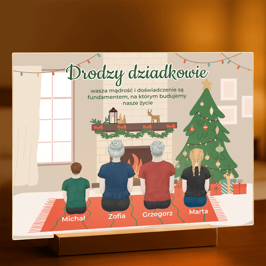 Clipart dziadkowie z wnukami - Druk na szkle, spersonalizowany prezent dla dziadków - Adamell.pl