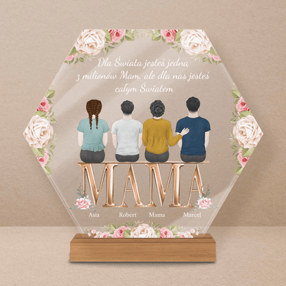 Clipart kwiatowy z imionami - Druk na szkle, spersonalizowany prezent dla mamy - Adamell.pl
