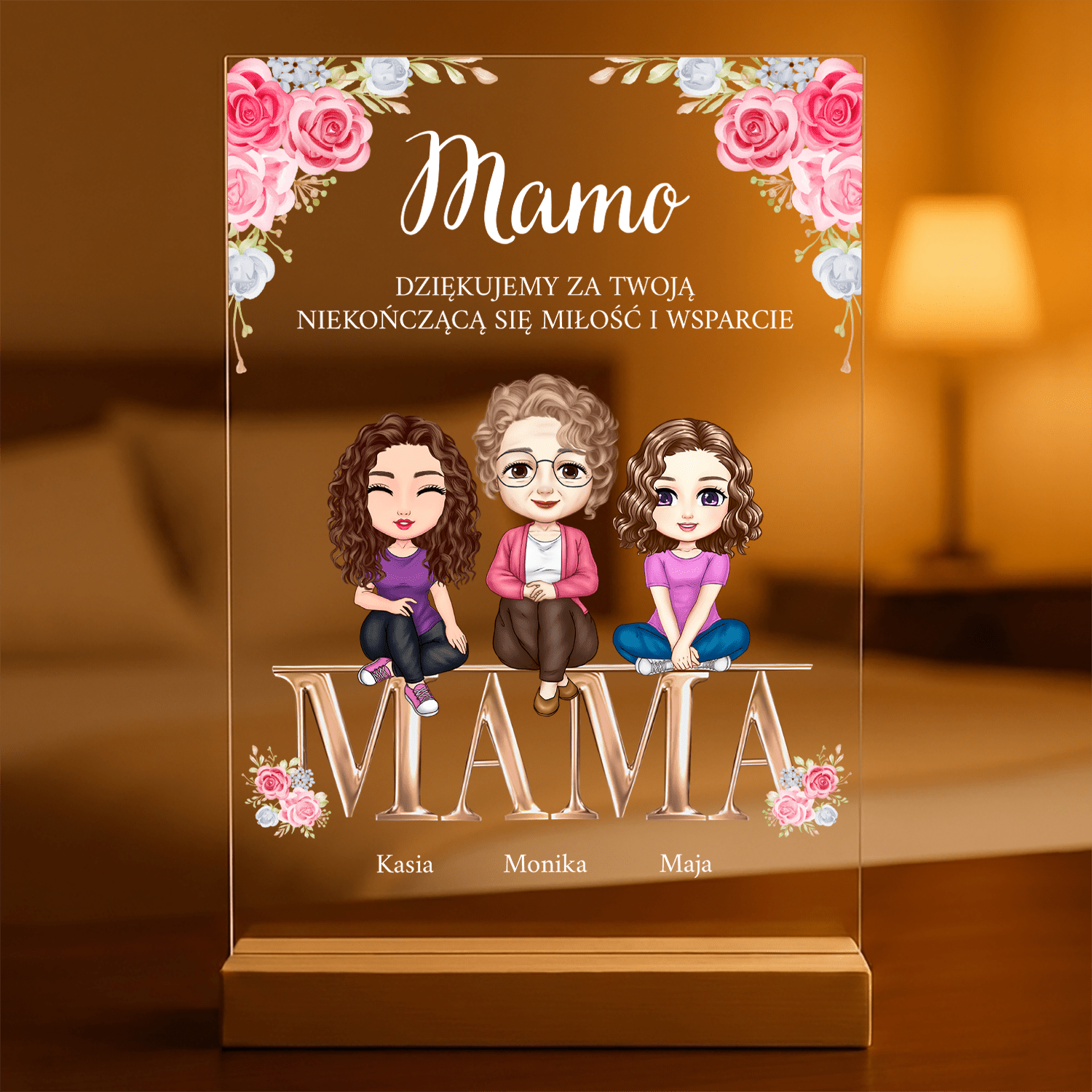 Clipart Mama i córka - Druk na szkle, spersonalizowany prezent dla mamy - Adamell.pl