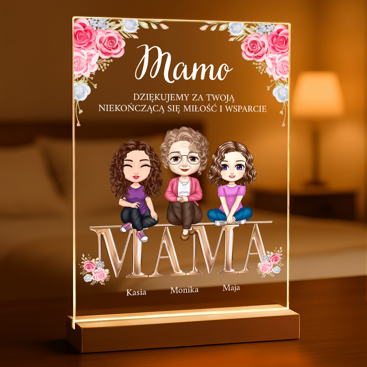 Clipart Mama i córka - Druk na szkle, spersonalizowany prezent dla mamy - Adamell.pl