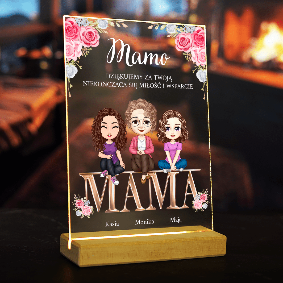 Clipart Mama i córka - Druk na szkle, spersonalizowany prezent dla mamy - Adamell.pl