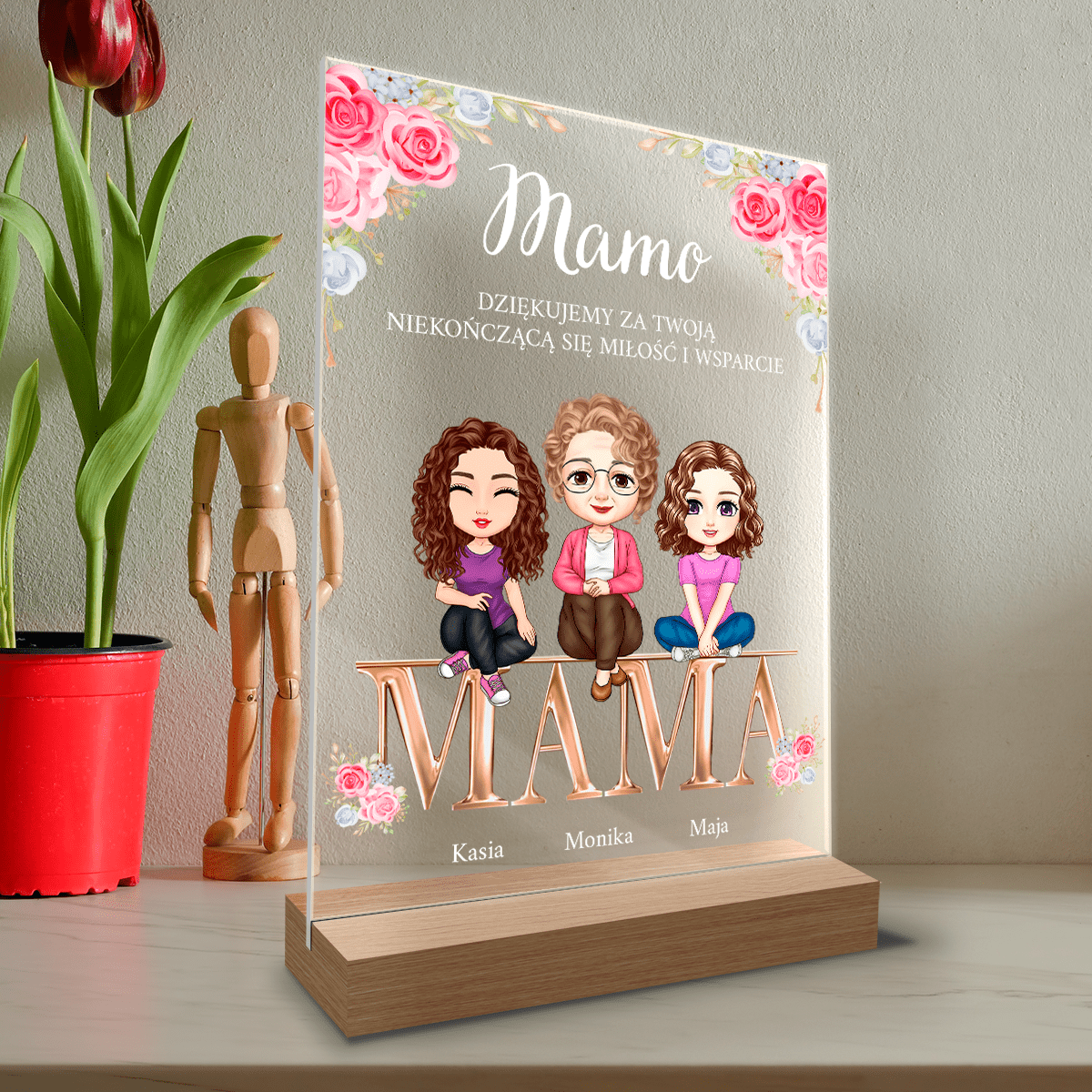 Clipart Mama i córka - Druk na szkle, spersonalizowany prezent dla mamy - Adamell.pl