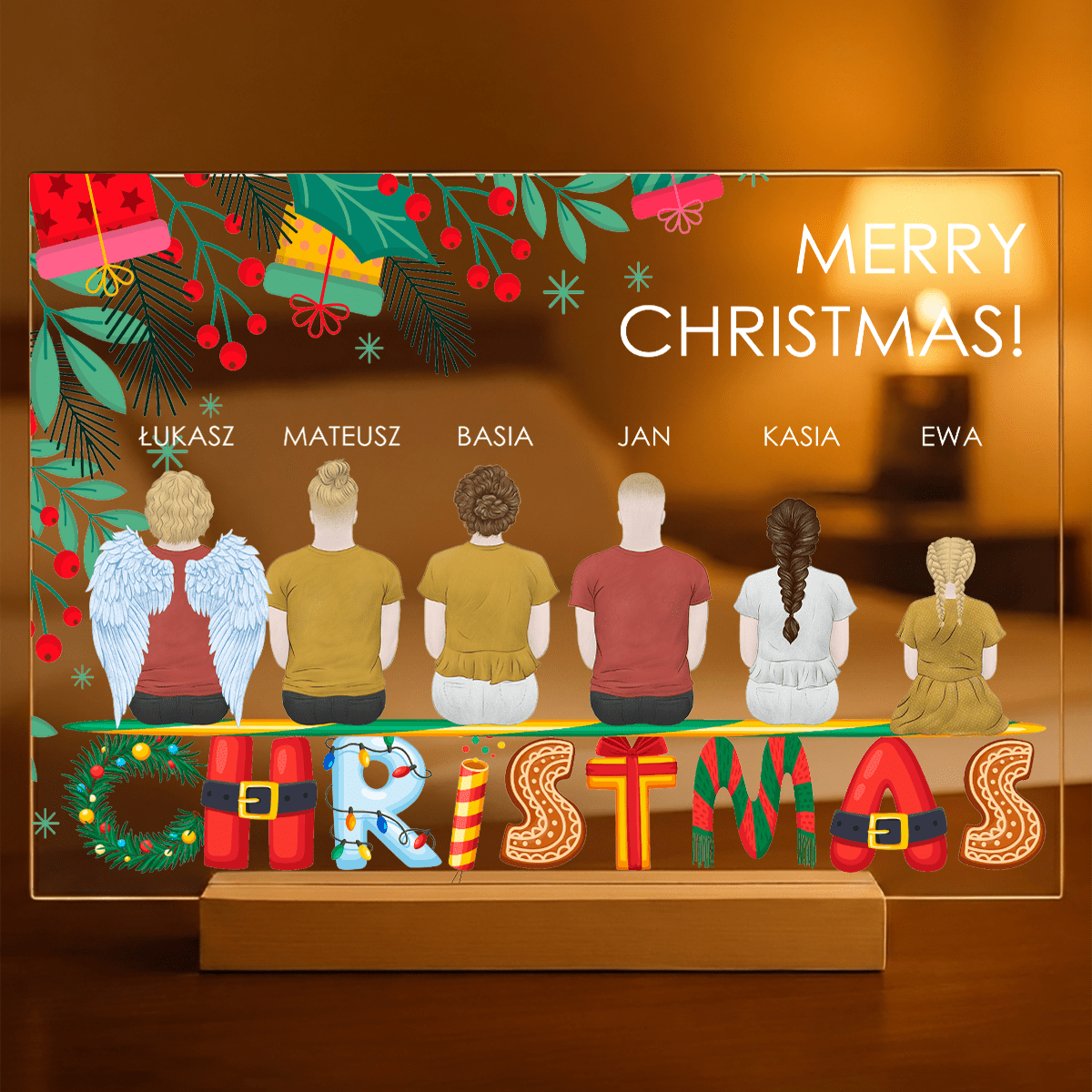 Clipart Merry Christmas - Druk na szkle, spersonalizowany prezent dla rodziny - Adamell.pl