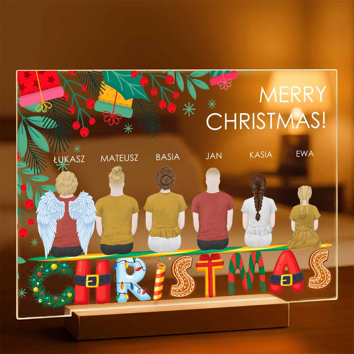 Clipart Merry Christmas - Druk na szkle, spersonalizowany prezent dla rodziny - Adamell.pl