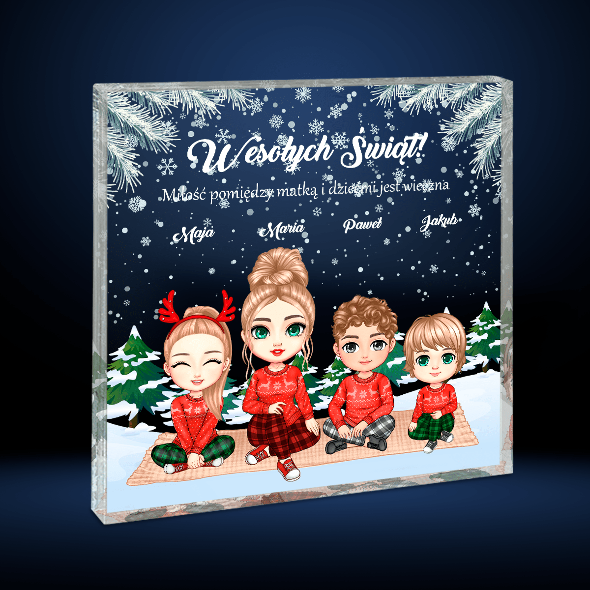 Clipart Miłość mamy - Druk na kwadratowym szkle, spersonalizowany prezent dla mamy - Adamell.pl