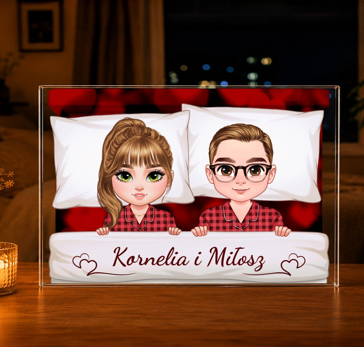 Clipart para + imiona - Druk na szkle, spersonalizowany prezent dla niego - Adamell.pl
