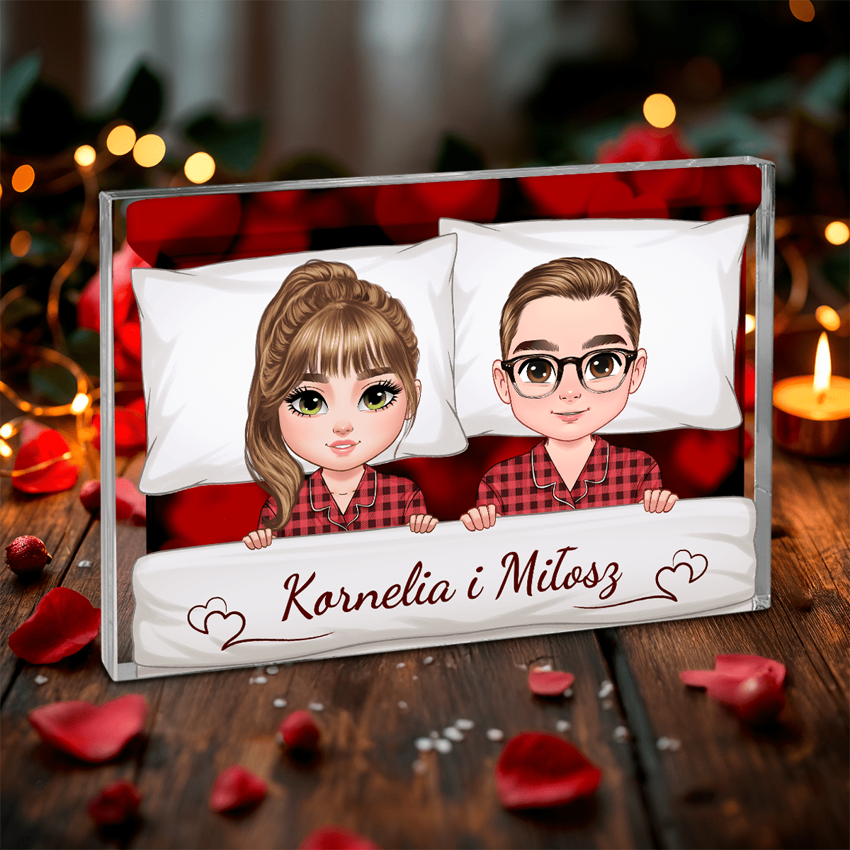 Clipart para + imiona - Druk na szkle, spersonalizowany prezent dla niego - Adamell.pl