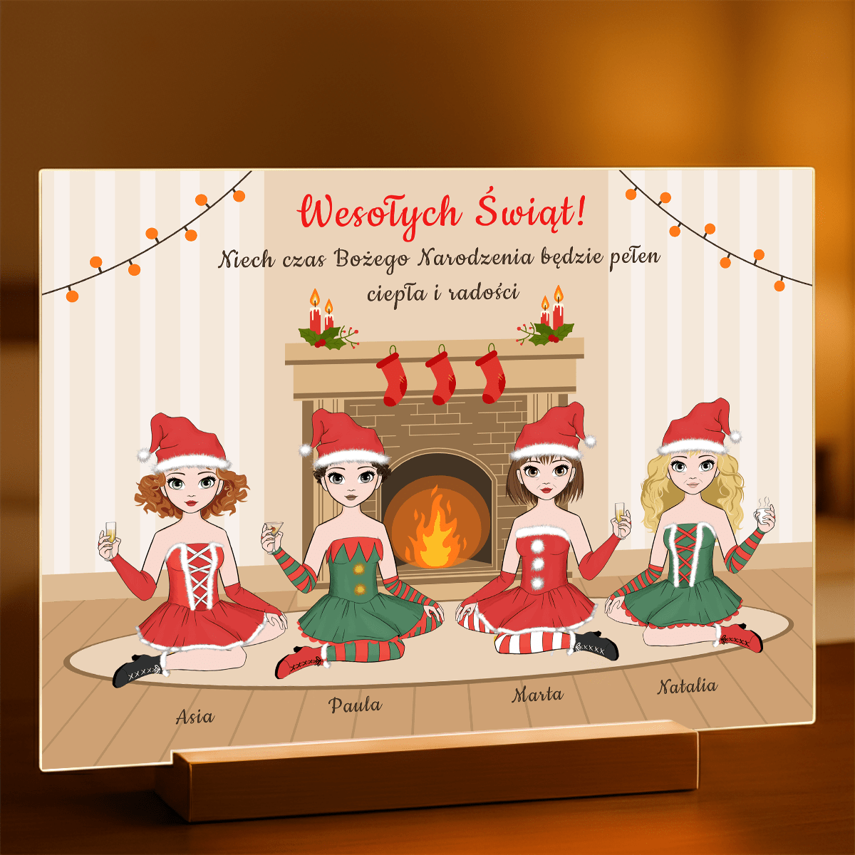 Clipart przyjaciółki w święta - Druk na szkle, spersonalizowany prezent dla przyjaciółek - Adamell.pl