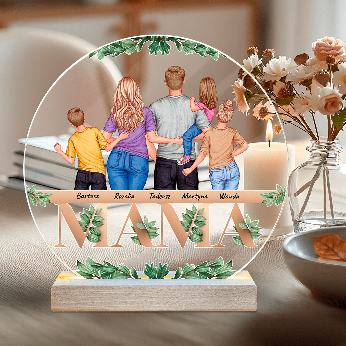 Clipart rodzina + napis MAMA - Druk na szkle, spersonalizowany prezent dla mamy - Adamell.pl