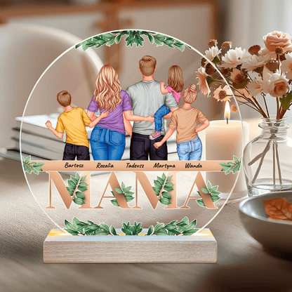 Clipart rodzina + napis MAMA - Druk na szkle, spersonalizowany prezent dla mamy - Adamell.pl