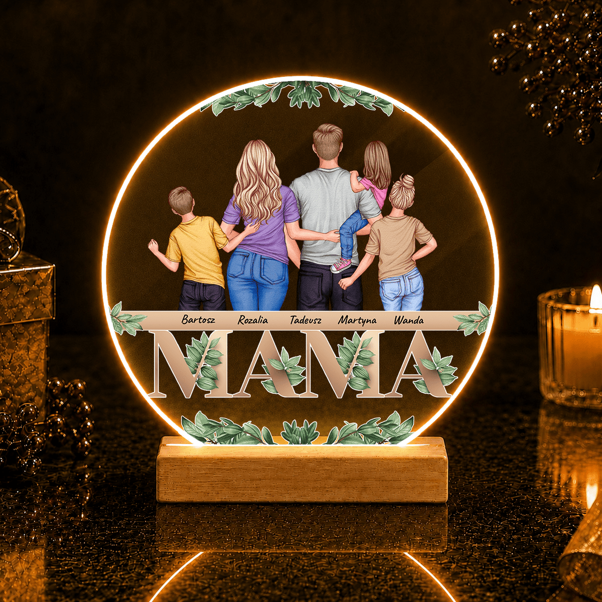 Clipart rodzina + napis MAMA - Druk na szkle, spersonalizowany prezent dla mamy - Adamell.pl