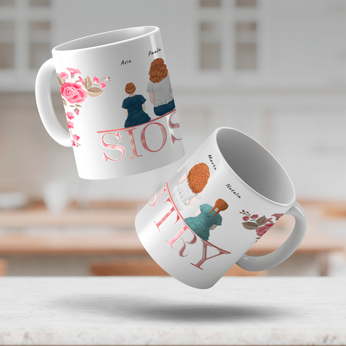 Clipart siostry - 1x Kubek z nadrukiem, spersonalizowany prezent dla siostry - Adamell.pl
