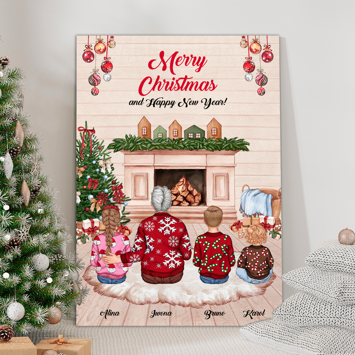 Clipart świąteczny BABCIA - druk na płótnie, spersonalizowany prezent dla babci - Adamell.pl