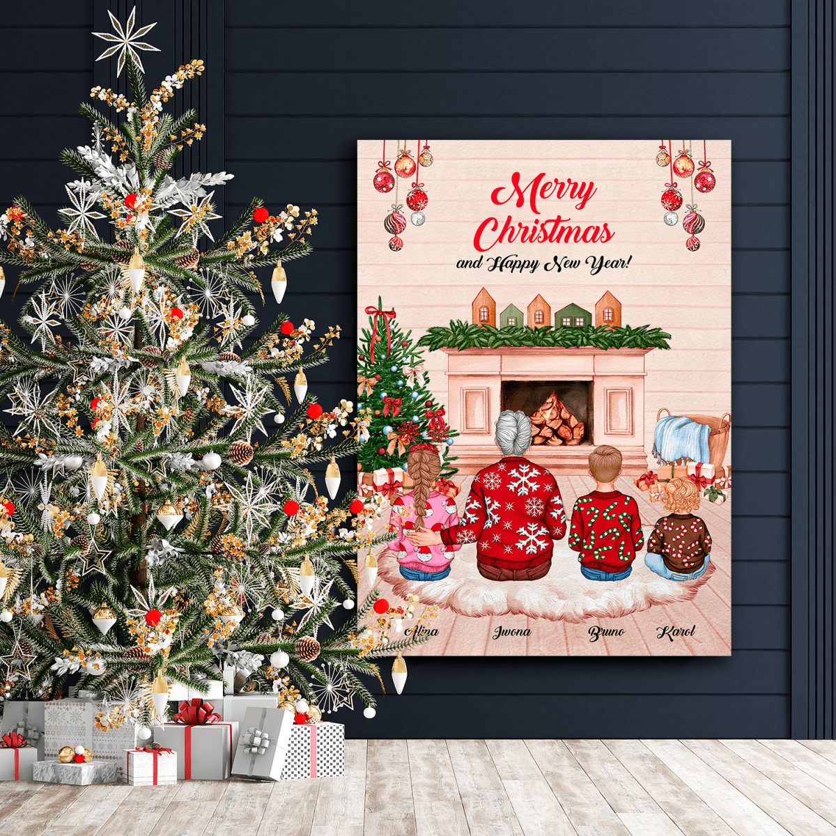 Clipart świąteczny BABCIA - druk na płótnie, spersonalizowany prezent dla babci - Adamell.pl