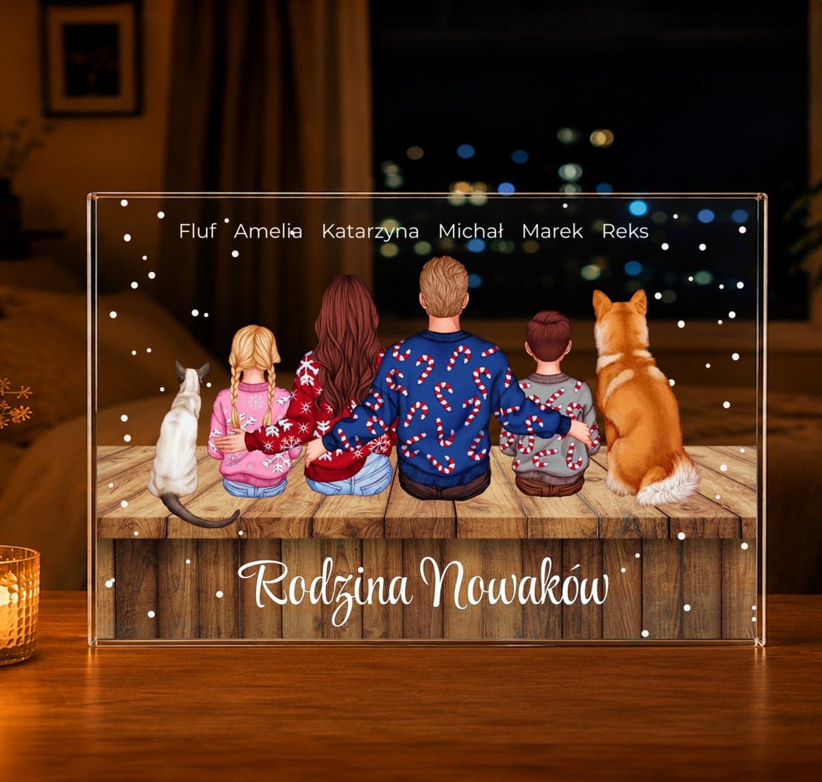 Clipart świąteczny rodziny - Druk na szkle, spersonalizowany prezent dla taty - Adamell.pl
