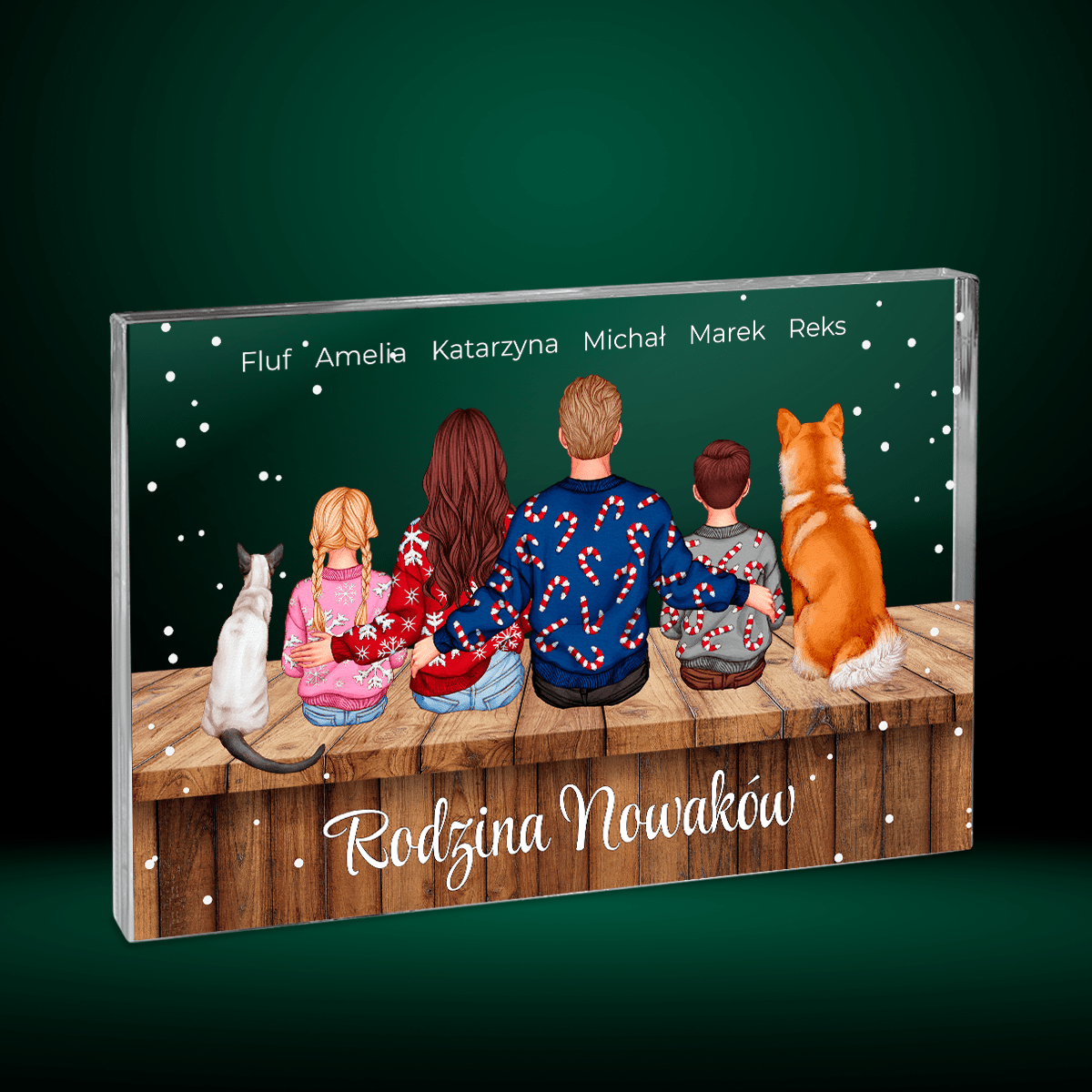 Clipart świąteczny rodziny - Druk na szkle, spersonalizowany prezent dla taty - Adamell.pl